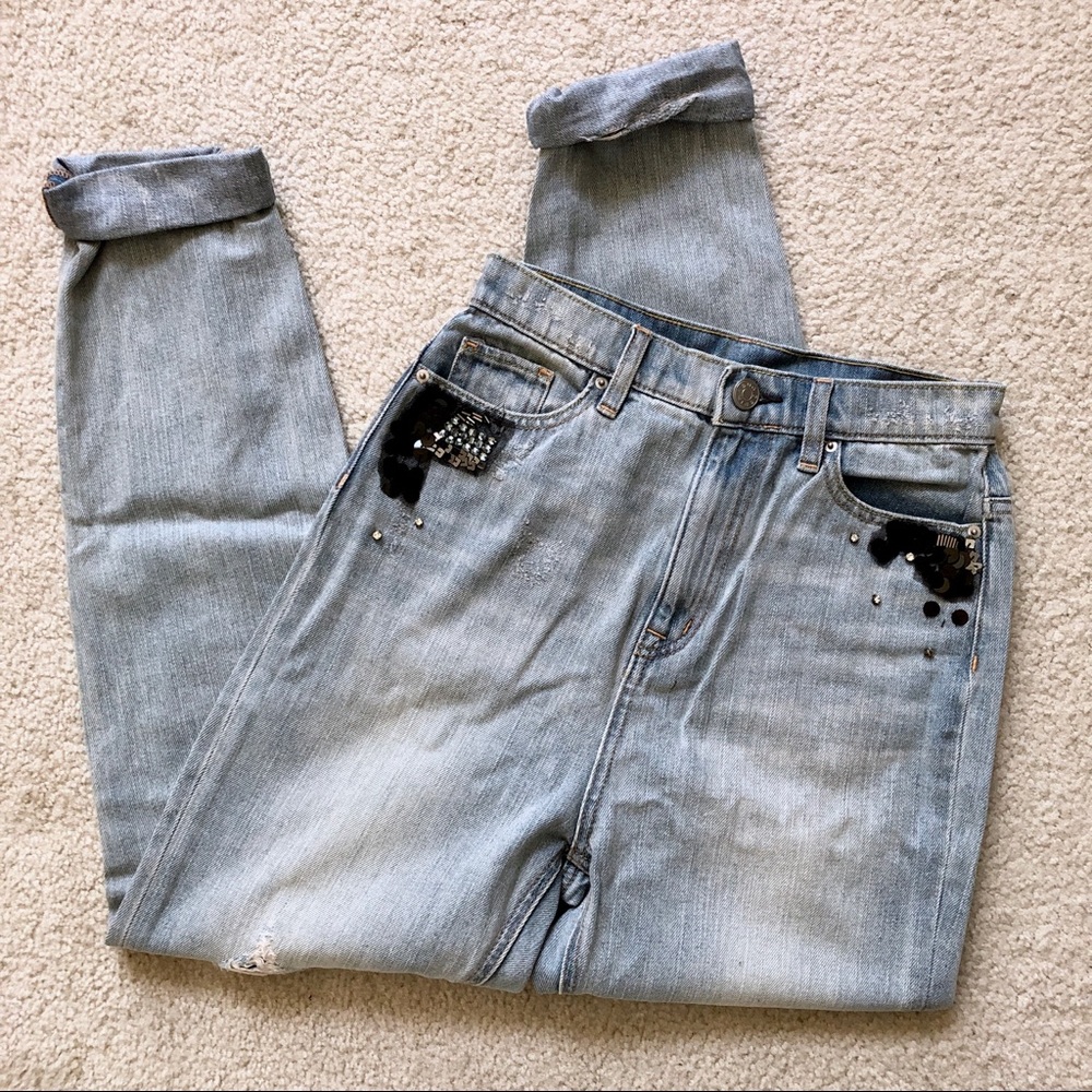 Urban Outfitters BDG Sequin Patch Relaxed Jeans